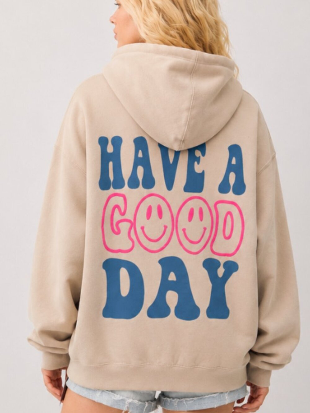 VINTAGE BRAND HAVE A GOOD DAY OVERSIZED ZIP HOODIE - Picture 3 of 8